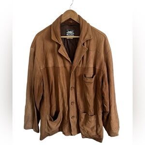 Vintage Roots Suede Leather Brown Tan Jacket, size Large